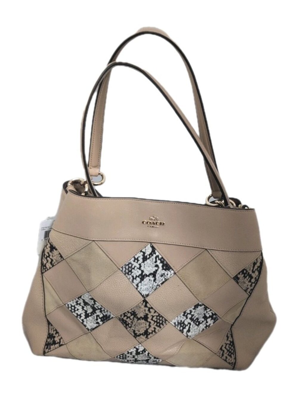 Coach Leather Snakeskin Patchwork‎ Lexy Shoulder Bag Beechwood Beige - New